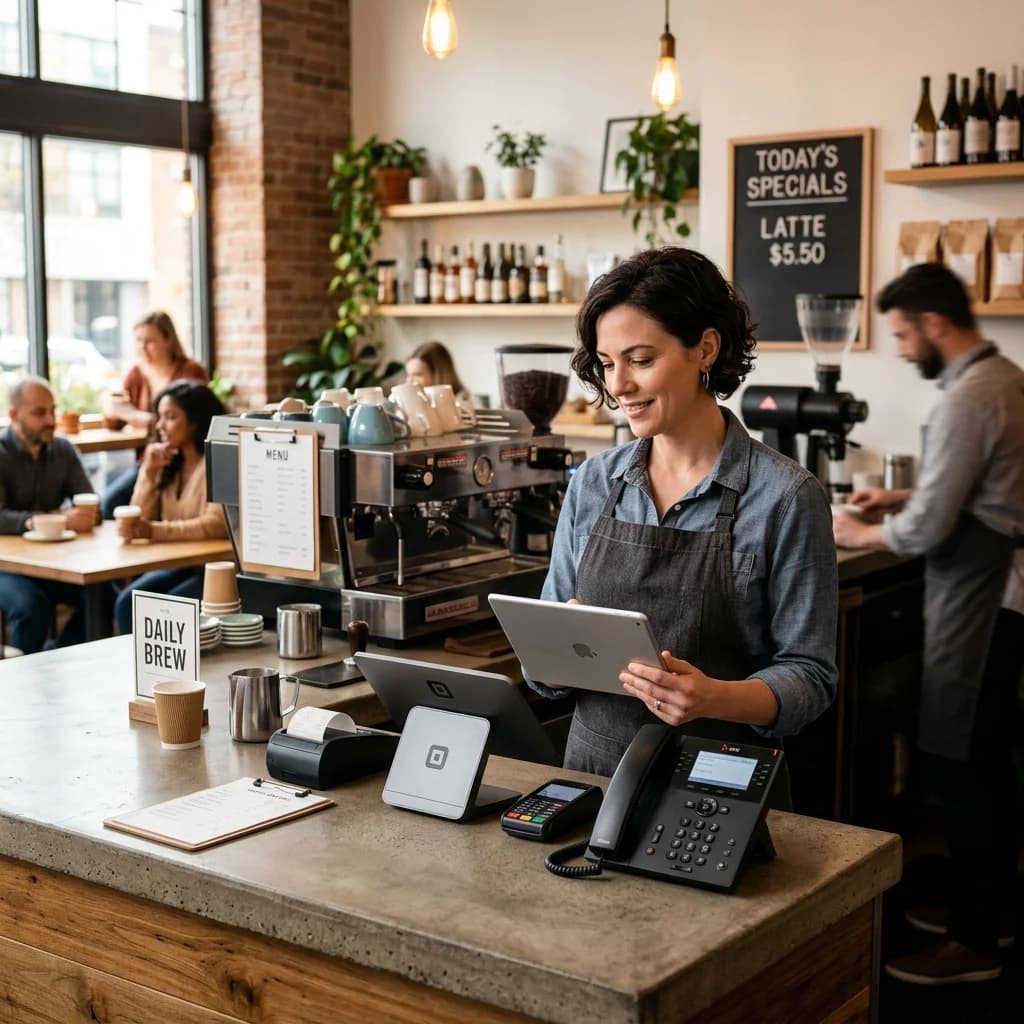 Small business owner working remotely