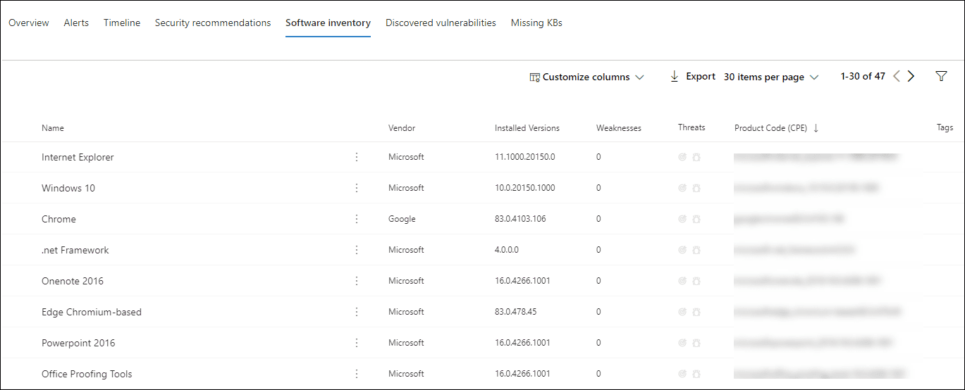 Software Inventory Choice in Microsoft Endpoint Protection Portal