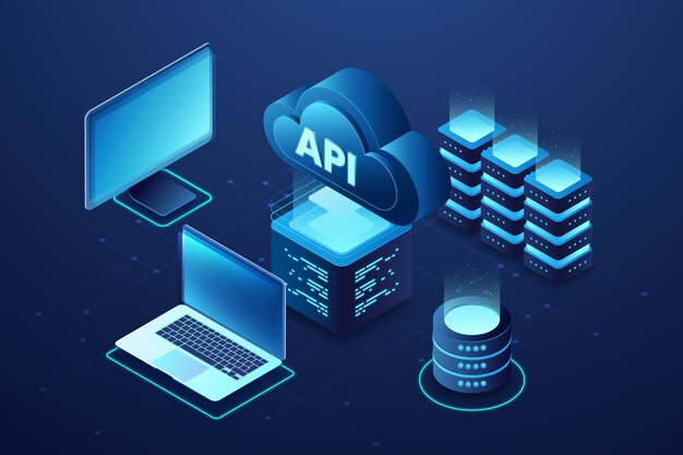 Free vector technology isometric api illustration