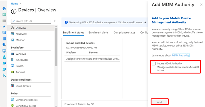 Check MDM Authority in Intune